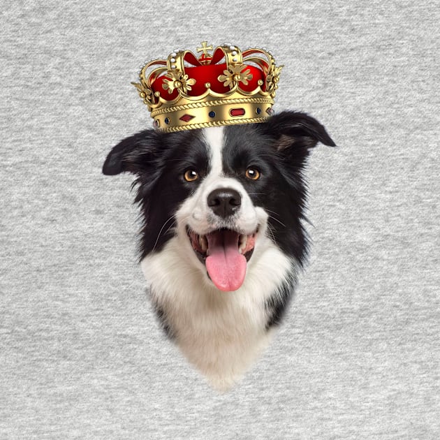 Border Collie Royal Dog With Crown King by K3rst